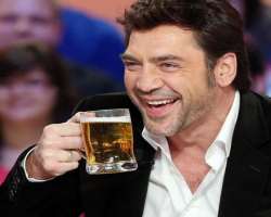 Javier Bardem consuming alcohol